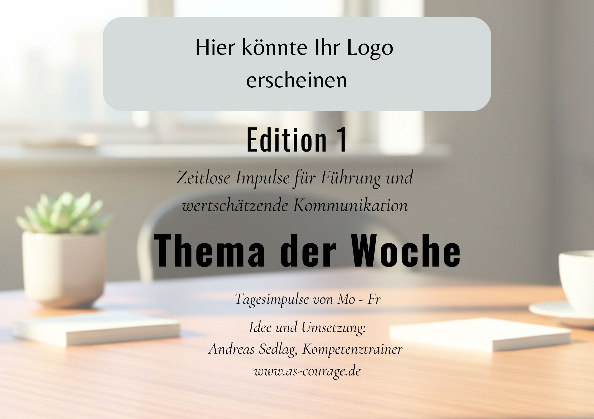 White-Label-Vorderseite des Tischaufstellers